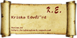 Kriska Edvárd névjegykártya
